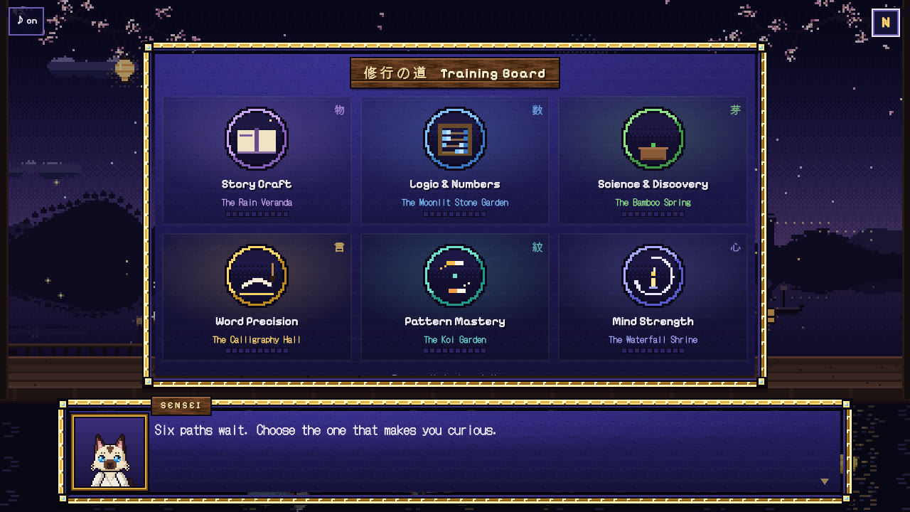 The Training Board: six halls, each a thinking discipline