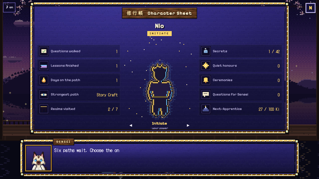 The Character Sheet: what the Sensei has noticed